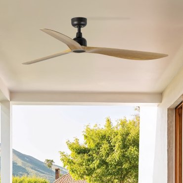 Faro Outwood L - ventilateur de plafond - Ø 150 cm - IP44 - marron foncé et chêne