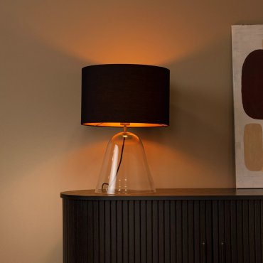 Lucide Campana - lampe à poser - Ø 40 x 52,9 cm - noir et transparent