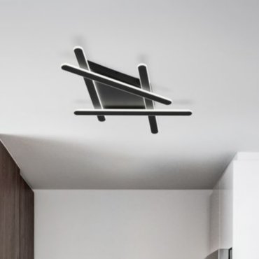 Nova Luce Willow - plafonnier - 75 x 59 x 5,6 cm - 60W LED dimmable inclus - noir sable