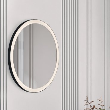 Nova Luce Ural - miroir avec éclairage - Ø 80 x 3,5 cm - 29W LED inclus - IP44 - noir sablé et blanc
