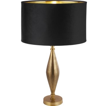 Searchlight Rye - lampe à poser - Ø 40 x 70 cm - laiton antique, or et noir