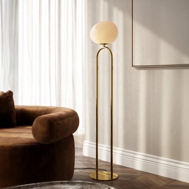 Design for the People Shapes - lampadaire - Ø 28 x 135 cm - blanc et laiton