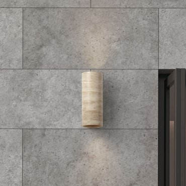 Nova Luce Balma - applique murale extérieure - Ø 11,3 x 29 cm - 23W LED inclus - IP65 - Marbre Travertin