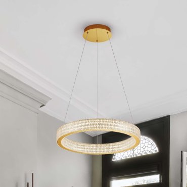 Nova Luce Kinara - lampe suspendue - Ø 60 x 150 cm - 70W dimmable LED inclus - or