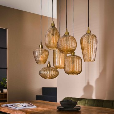 Vico Pumpkin 7L - lampe suspendue - 95 x 38 x 150 cm - ambre