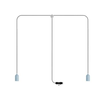 Creative Cables Eiva T-snake - guirlande lumineuse portable - longueur totale de 1,8 mètre - 2 x prise Eiva E27 avec support de câble en silicone - IP65 - bleu doux