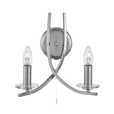 Searchlight Ascona - applique murale avec interrupteur à tirette - 28 x 30 cm - argent satiné
