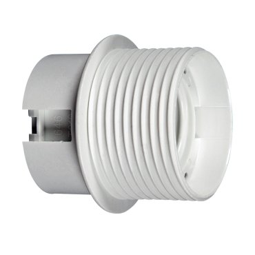 VK Lighting - douille E27 - plastique - avec filetage &amp; bride - Ø 4,0 x 4,5 cm - blanc