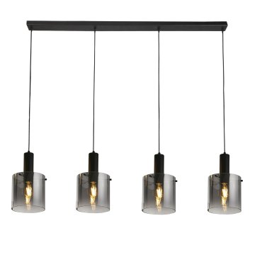 Searchlight Sweden - lampe suspendue - 142 x 150 cm - noir mat et verre fumé