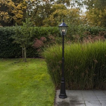 Lutec London - poteau de jardin solaire - 31 x 31 x 227 cm - 3 x 2W LED inclus - IP44 - noir