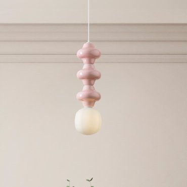 Nova Luce Clio - lampe suspendue - Ø 18 x 240 cm - rose et verre opale