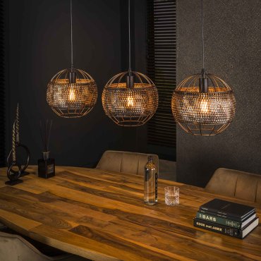 Vico Armor - lampe suspendue - 110 x 30 x 150 cm - noir brun