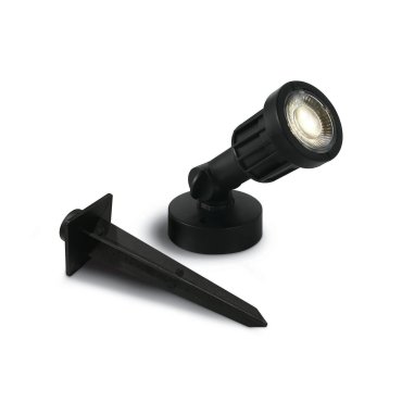 ONE Light LED Garden Spots - spot de sol sur piquet - Ø 5,5 x 15 cm - 5W LED inclus - IP65 - noir - couleur de lumière blanc chaud