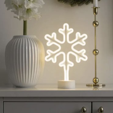 Konstsmide lumières de Noël - flocon de neige néon alimenté par piles - 21,5 x 10 x 31 cm - blanc