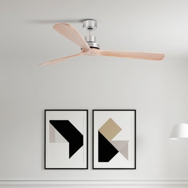 Faro Lantau XL - ventilateur de plafond - Ø 168 cm - nickel mat et pin