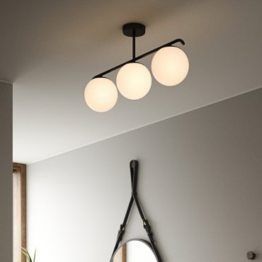 Nordlux Grant - plafonnier - 69,3 x 14,5 x 29,23 cm - noir et blanc opale