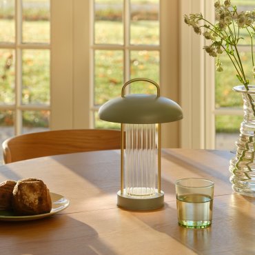 Nordlux Mirano - lampe de table portable avec batterie rechargeable - Ø 20 x 29 cm - fonction Moodmaker à 3 niveaux - 3W LED inclus - vert poudré