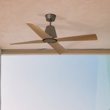Faro Typhoon M - ventilateur de plafond avec télécommande - Ø 127 cm - IP44 - marron et érable