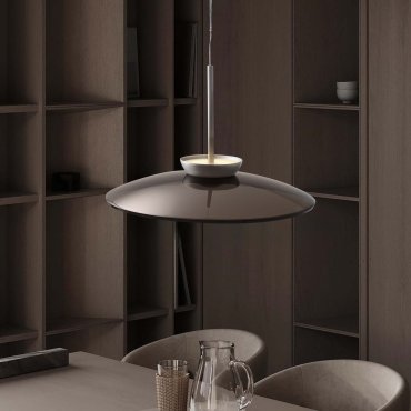 Nova Luce Esti - lampe suspendue - Ø 50 x 240 cm - 21W dimmable LED inclus - nickel brossé et verre brun foncé