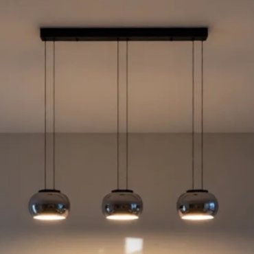 Nova Luce Bios - lampe suspendue - 82 x 167 x 18 cm - 25W dimmable LED inclus - noir mat et gris fumé