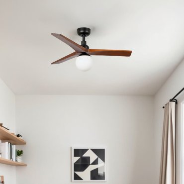 Faro Klim S - ventilateur de plafond avec lumière - Ø 92,5 cm - noir mat et noyer foncé