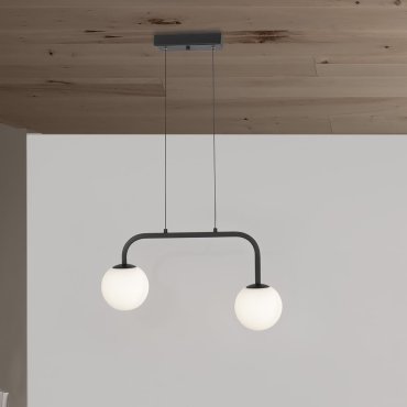 Nova Luce Joline - lampe suspendue - 35 x 12,5 x 115 cm - 16W LED inclus - noir sable et blanc opale
