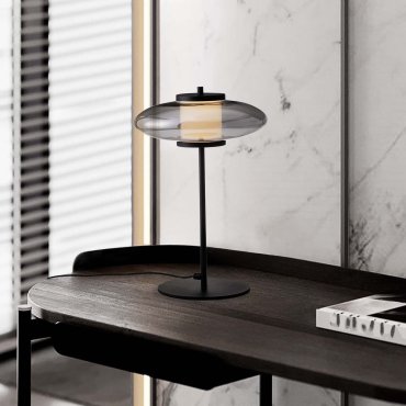 Nova Luce Ballet - lampe de table - Ø 26 x 40 cm - 8W dimmable LED inclus - noir sablé et gris fumé