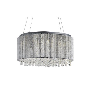 Searchlight Beatty - lampe suspendue - Ø 41 x 142 cm - chrome et transparent