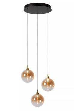 Lucide Gisela - lampe suspendue - Ø 36 x 150 cm - 3 x 3,6W LED dimmable inclus - amber