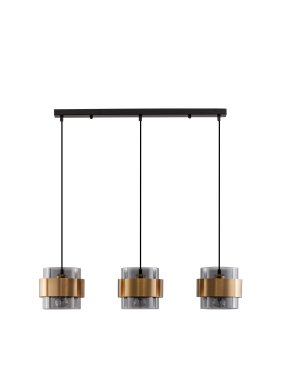 Nova Luce Sianna - lampe suspendue - 82 x 18 x 140 cm - fumé et doré