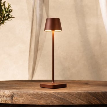 Nova Luce Deck - lampe de table rechargeable - Ø 8,5 x 30 cm - 2W dimmable LED inclus - IP54 - corten