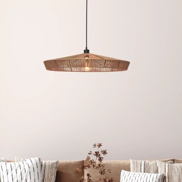 Lucide Yunkai - lampe suspendue - Ø 70 x 145 cm - rotin