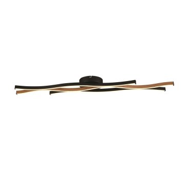 Searchlight Bloom - plafonnier - 108 x 7 cm - 3 niveaux de gradation - 38W LED inclus - noir et effet bois