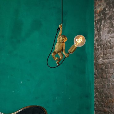 Lucide Extravaganza Chimp - lampe suspendue - Ø 18 x 185 cm - noir et or