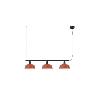 Faro Tatawin M - suspension - 100 x 25 x 210 cm - noir satiné et orange rougeâtre brillant