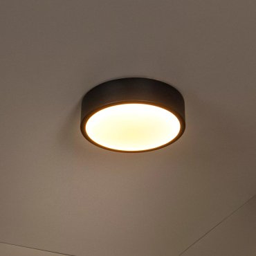 Lucide Unar - plafonnier - Ø 20 x 5 cm - 12W LED dimmable inclus - 3 niveaux de dimmer - noir