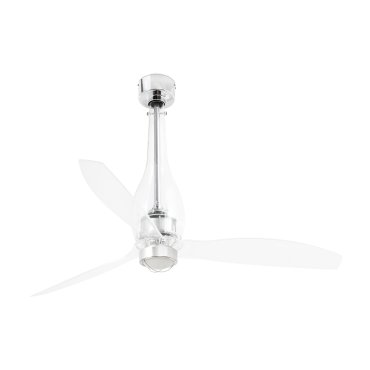 Faro Eterfan - ventilateur de plafond avec lumière et télécommande - Ø 128 cm - 17W LED inclus - chrome et transparent