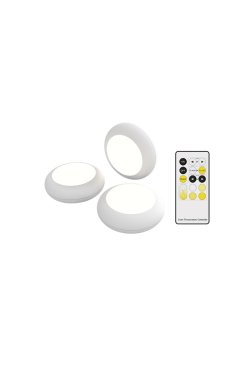 Calex Spot on Pucklights - set de 3 pucklights à piles avec télécommande - Ø 7,8 x 3,8 cm - blanc