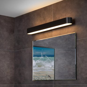 Lucide Madelon - miroir lumineux - 60 x 5 x 10 cm - 9W LED inclus - IP44 - noir et opale