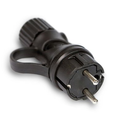 Creative Cables Schuko Eiva - prise avec anneau - 6,2 x 4,2 x 9,6 cm - 230V - IP44 - noir