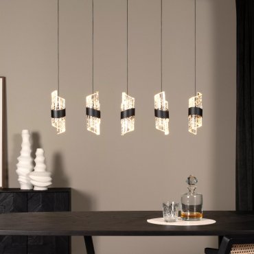 Lucide Kligande - lampe suspendue - 84 x 8 x 150 cm - 5 x 7,8W LED dimmable inclus - noir