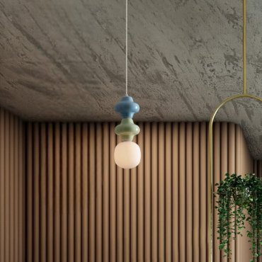 Nova Luce Clio - lampe suspendue - Ø 18 x 215 cm - vert, bleu, blanc et verre opale