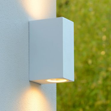 Lucide Zora 2 - applique murale extérieure - 6,5 x 9 x 15 cm - 2 x 5W LED dimmable inclus - IP44 - blanc