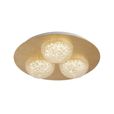 Searchlight Celestia - plafonnier - Ø 35 x 7,7 cm - gradateur à 3 niveaux - 20W LED inclus - or et transparent