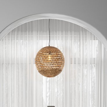 Nova Luce Bola - lampe suspendue - Ø 51 x 200 cm - naturel et noir
