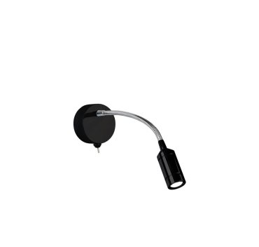 Searchlight Flexy - applique murale avec interrupteur - 7 x 24 cm - 1W LED inclus - chrome et noir