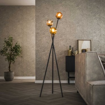 Vico Molecule Mix Glass - lampadaire - Ø 45 x 169 cm - noir