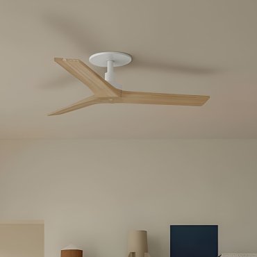Faro Klim S - ventilateur de plafond avec rosace encastrée - Ø 92,5 cm - blanc mat et pin