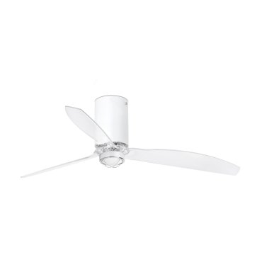 Faro Mini Tube - ventilateur de plafond avec lumière et télécommande - Ø 128 cm - 17W LED inclus - blanc mat et transparent