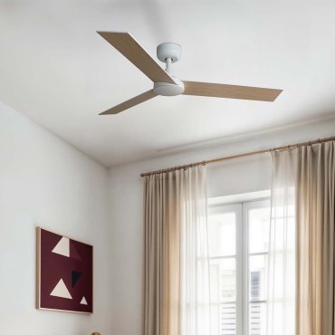 Faro Rudder S - ventilateur de plafond - Ø 106 cm - blanc mat et frêne